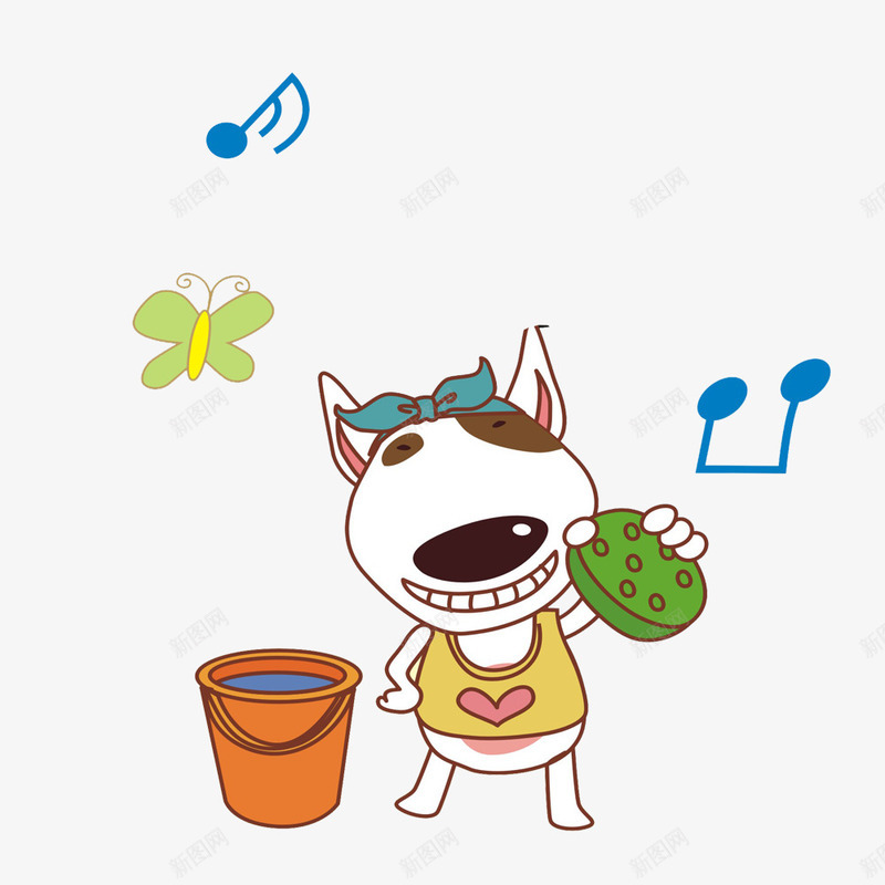 吃东西的狗png免抠素材_新图网 https://ixintu.com 卡通狗 可爱的狗狗 吃东西的狗 水桶