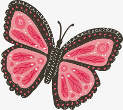 卡通粉色花纹蝴蝶素材