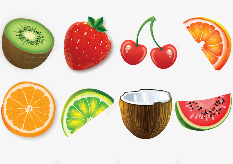 各种各样水果png免抠素材_新图网 https://ixintu.com 卡通水果 卡通西瓜 樱桃 水果 草莓