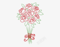玫瑰线条花束素材