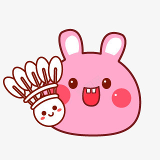 卡通红兔子羽毛球图标png_新图网 https://ixintu.com 兔子 卡通 图标 羽毛球