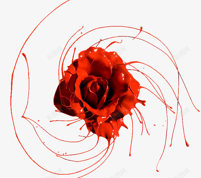 红色液体玫瑰png免抠素材_新图网 https://ixintu.com 化妆品 化妆品素材 喷溅的液体 油墨玫瑰 液体玫瑰 玫瑰 红色 线条