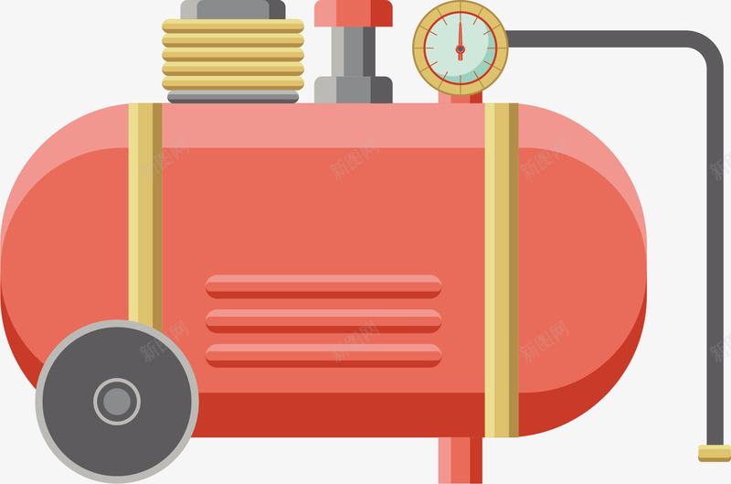 红色椭圆形气泵打气筒png免抠素材_新图网 https://ixintu.com 卡通打气筒 卡通风格 扁平风格 椭圆形 气泵 气泵打气筒 红色