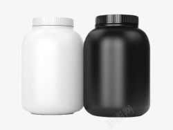 黑白色桶装蛋白粉实物素材