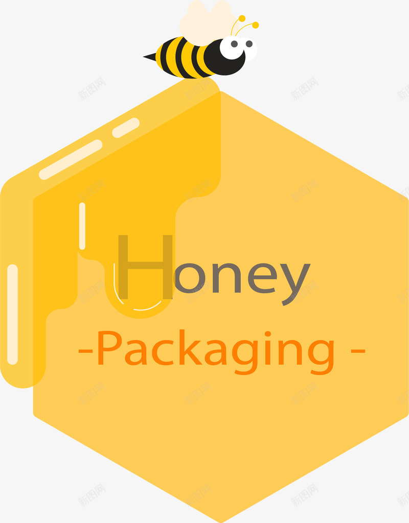蜂蜜包装贴纸png免抠素材_新图网 https://ixintu.com 广告 蜂蜜 蜜蜂 贴纸包装