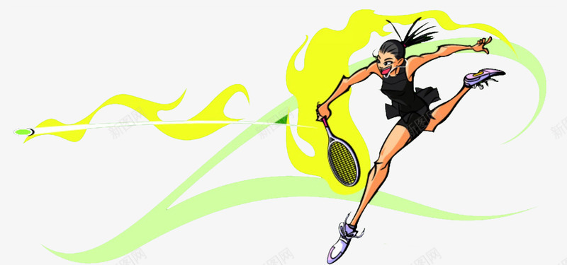 比赛运动员png免抠素材_新图网 https://ixintu.com 人物 手绘 打球 插画 羽毛球