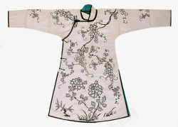 古代刺绣清代女子白色绣花服饰高清图片