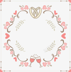 粉红玫瑰婚礼边框矢量图素材