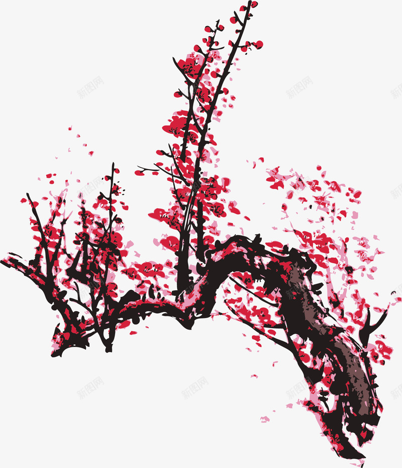 粉色的梅花矢量图ai免抠素材_新图网 https://ixintu.com 中国 创意 古风 手绘 梅花 粉色 设计 矢量图