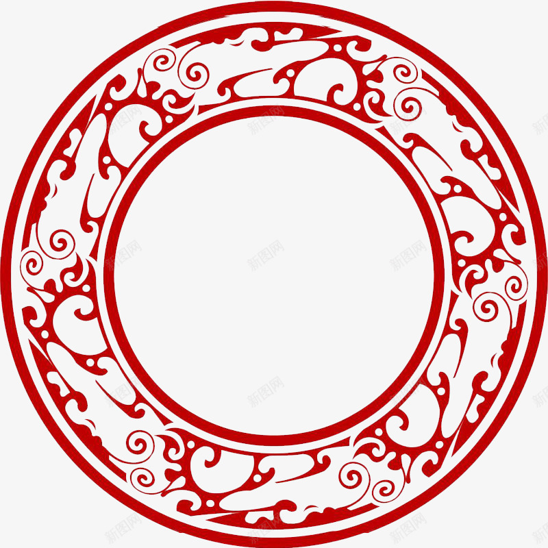 红色圆形中国风边框纹理png免抠素材_新图网 https://ixintu.com 中国风 古典圆框 圆形 红色 纹理 边框