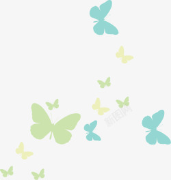 绿色蝴蝶群剪影蝴蝶矢量图高清图片