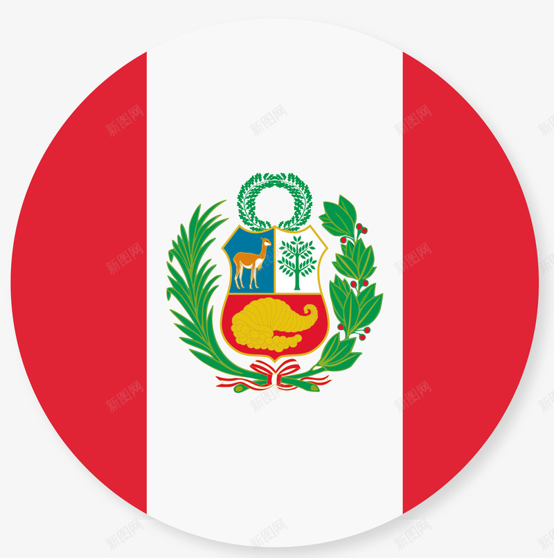 圆形对称秘鲁国旗png免抠素材_新图网 https://ixintu.com 卡通秘鲁国旗 国旗 圆形 圆形国旗 对称 手绘秘鲁国旗 秘鲁国旗