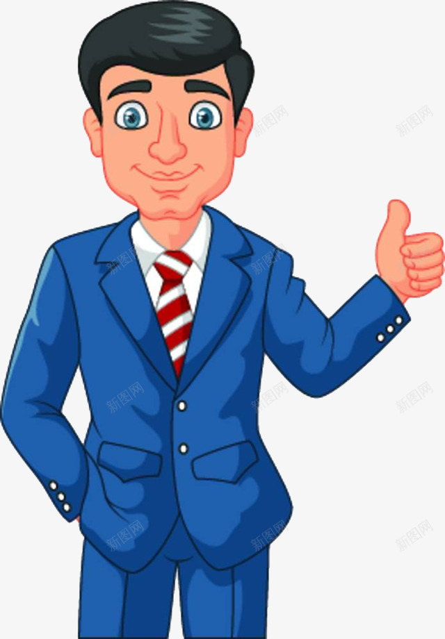 一个穿蓝色西装的人png免抠素材_新图网 https://ixintu.com 卡通手绘 商务人士 竖大拇指的人 西装革履 领带