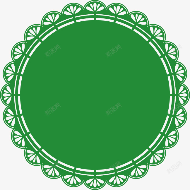 绿色圆形花边图案png免抠素材_新图网 https://ixintu.com 圆形 绿色 花边图案