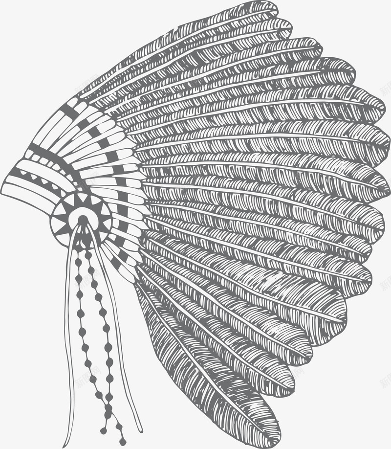 羽毛酋长帽子线稿png免抠素材_新图网 https://ixintu.com 帽子 线稿 羽毛 酋长
