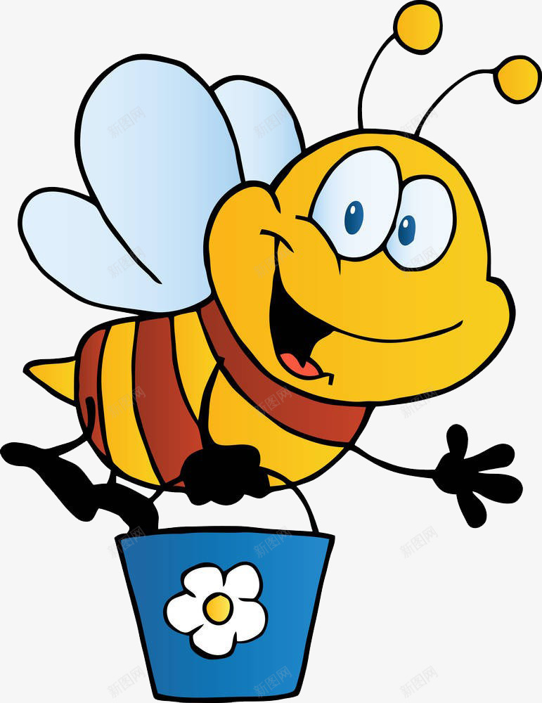 蜜蜂提桶png免抠素材_新图网 https://ixintu.com 卡通手绘 拎 拎东西 拿着 挎着 提东西 提起来 水桶 蜂蜜桶 蜜蜂 黄蜂