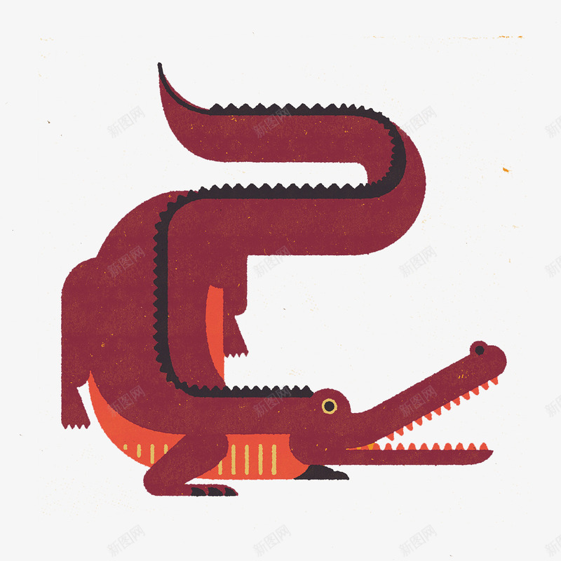 手绘酒红色鳄鱼标签png免抠素材_新图网 https://ixintu.com 创意插画设计 卡通贺卡封面 手绘插画