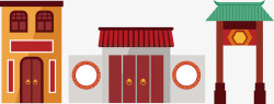 城楼logo古典古风红色古风城楼图标高清图片