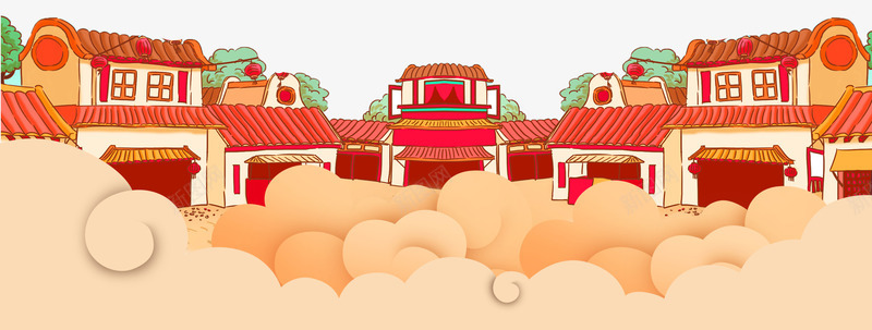手绘古风建筑装饰图案png免抠素材_新图网 https://ixintu.com 古风 建筑 房屋 手绘 新年装饰 装饰图案