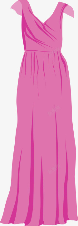 粉色褶皱长裙礼服素材