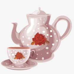 精美茶杯精美茶壶矢量图高清图片