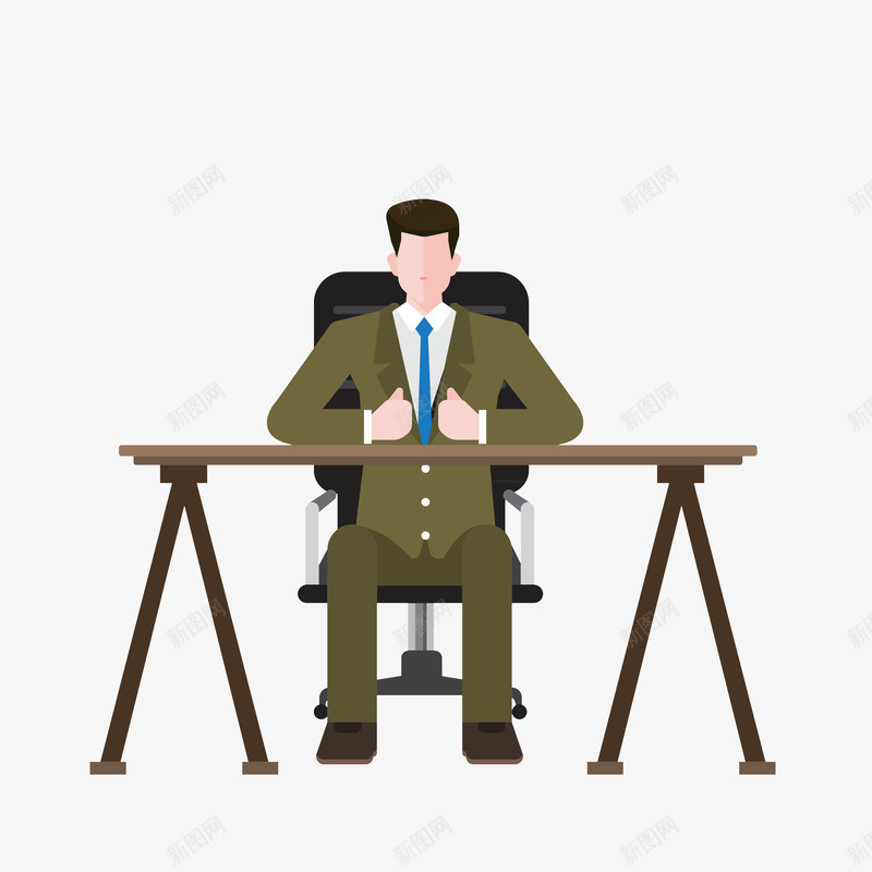 卡通坐在办公桌前的西装男子png免抠素材_新图网 https://ixintu.com 办公桌椅 卡通成人 扁平画 职场人 西装男子