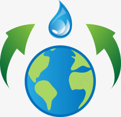 保护地球黑白图标蓝色地球水滴图标高清图片
