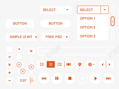 图标psd_新图网 https://ixintu.com UI 图标 按钮 搜索 橙色 界面 登录 简单