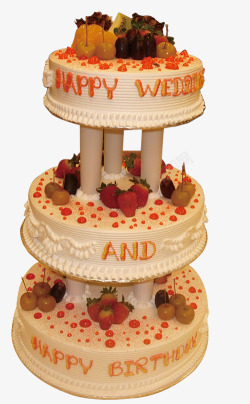 彩色婚礼花式蛋糕婚礼花式水果蛋糕高清图片