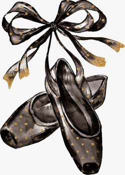 水墨蝴蝶结手绘女士舞蹈鞋子高清图片