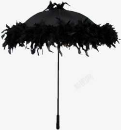 黑色的伞黑色羽毛伞装饰高清图片