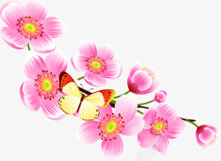 粉色温馨节日花朵蝴蝶装饰素材
