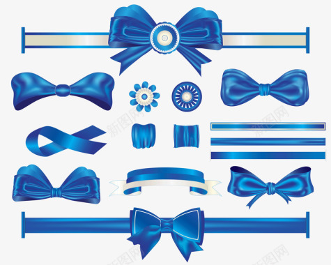 蓝色蝴蝶结丝带2图标图标