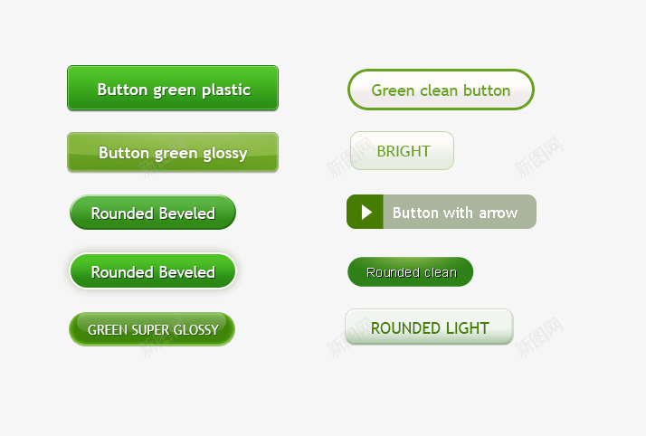 绿色类型按钮PSDpsd免抠素材_新图网 https://ixintu.com PSD素材 按钮 箭头 长钮
