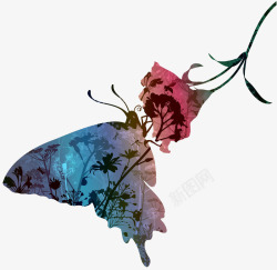梦幻蝴蝶与花朵矢量图素材