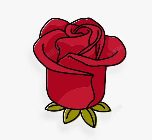 卡通手绘红色玫瑰花朵png免抠素材_新图网 https://ixintu.com 创意 动漫动画 卡通手绘 简约 精美的花朵 红色玫瑰花