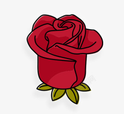 卡通手绘红色玫瑰花朵素材