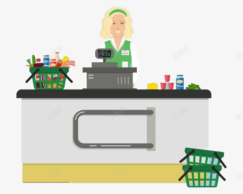 微笑的女售货员png免抠素材_新图网 https://ixintu.com 卖东西 卡通 卡通售货员 售货员 手绘 服务 站着 超市