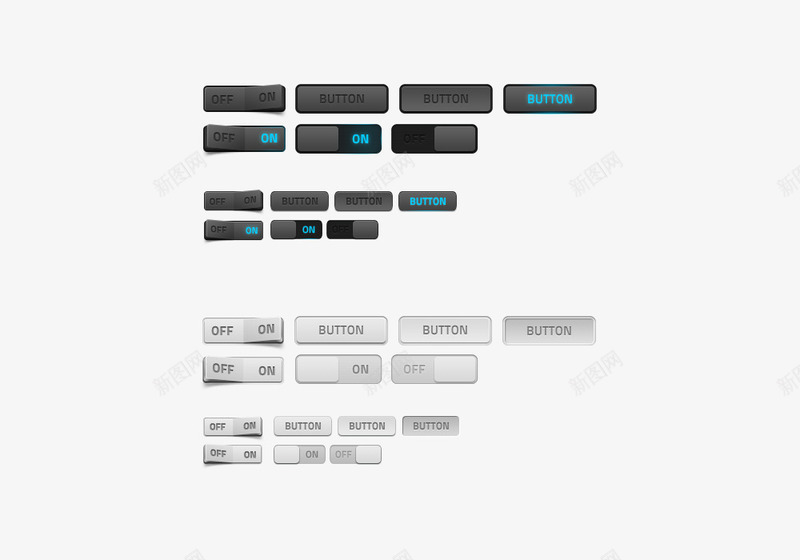 两色UI按钮png免抠素材_新图网 https://ixintu.com UI按钮 开关 转换