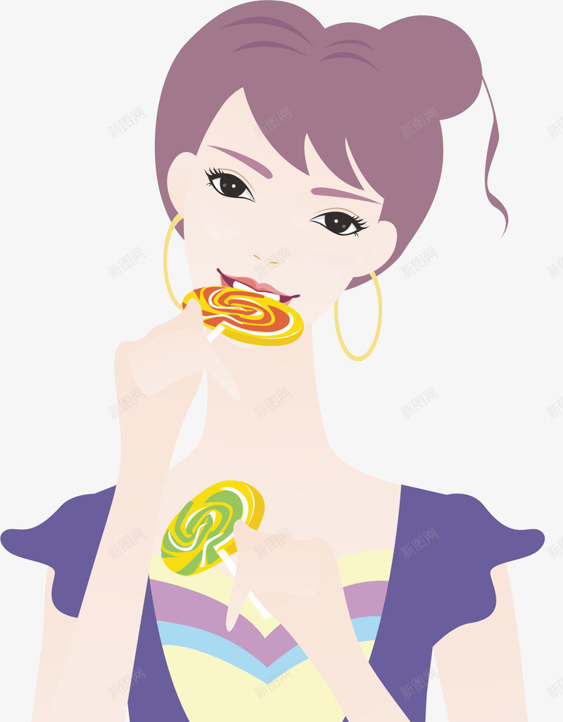 吃糖的美女png免抠素材_新图网 https://ixintu.com 人物 卡通 吃东西的人 少女 糖