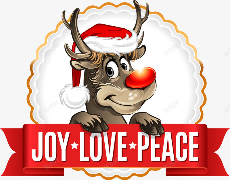 红色圣诞麋鹿标签png免抠素材_新图网 https://ixintu.com joy love peace 圣诞快乐 圣诞节 红色标签 节日快乐 麋鹿