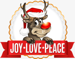 peace红色圣诞麋鹿标签高清图片