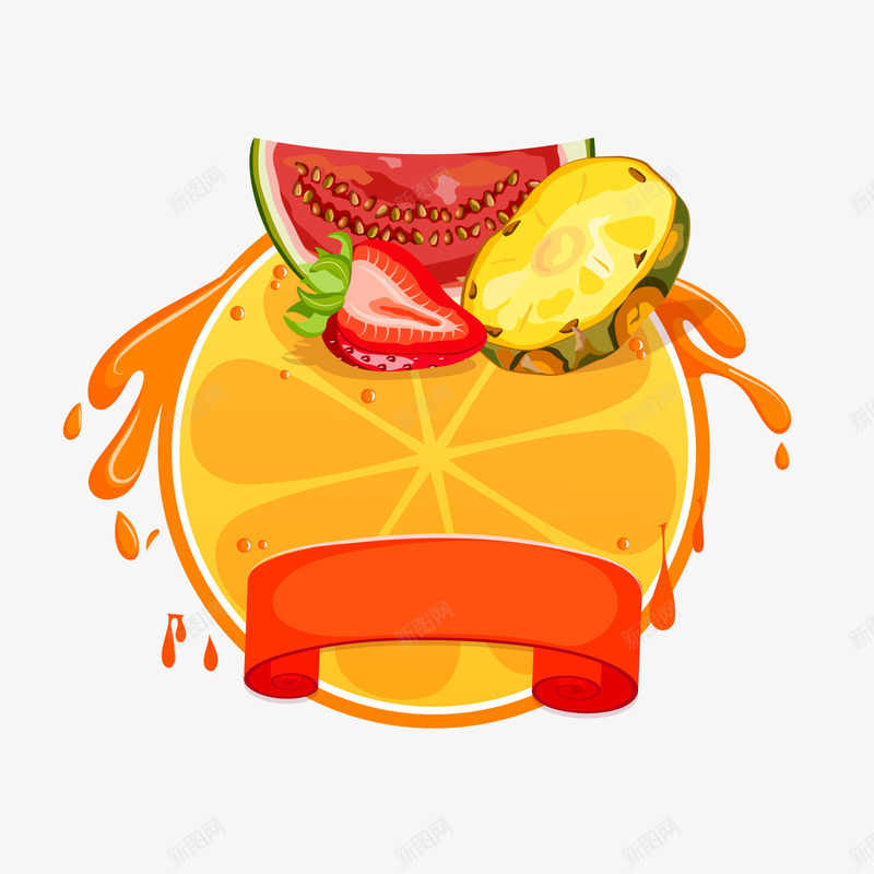 卡通各种水果标签png免抠素材_新图网 https://ixintu.com 卡通水果 橙子 水果标签 背景装饰 草莓 菠萝 西瓜