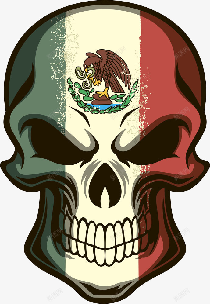 墨西哥骷髅图案png免抠素材_新图网 https://ixintu.com 卡通 墨西哥 头骨 骷髅
