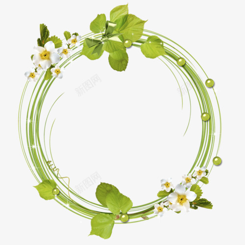 绿色植物框png免抠素材_新图网 https://ixintu.com 圆形边框 展示框 标题框 相框
