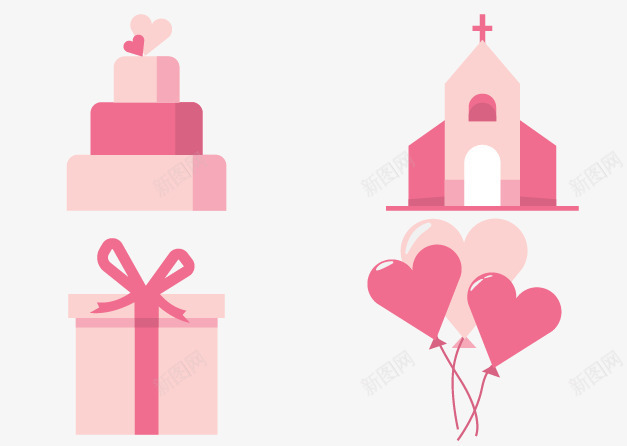 婚礼蛋糕城堡png免抠素材_新图网 https://ixintu.com 婚庆 婚礼蛋糕城堡 浪漫图案 爱心气球