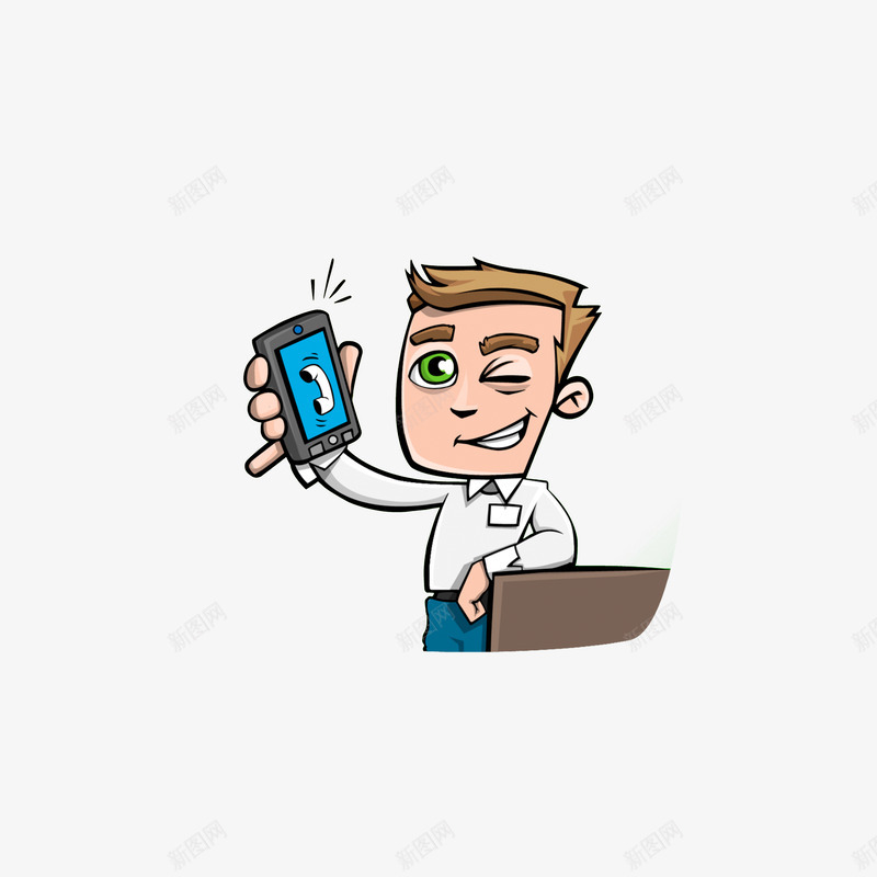 拿着手机的男子png免抠素材_新图网 https://ixintu.com 卡通手绘 手机铃响 拿着东西的手 拿着手机的男子