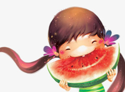 水果小孩吃西瓜的小孩高清图片