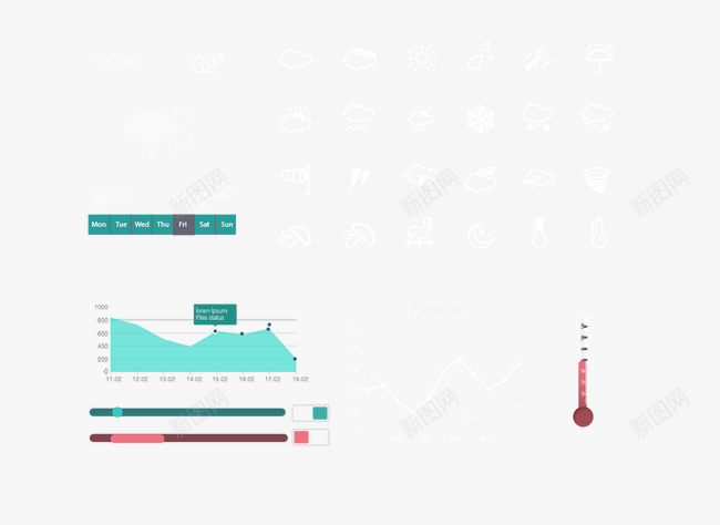 界面图标png_新图网 https://ixintu.com UI 图标 图表 按钮 数据 温度 界面 简单