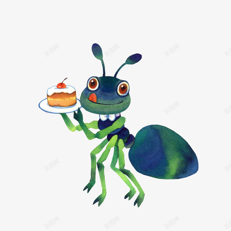 手托蛋糕的蚂蚁png免抠素材_新图网 https://ixintu.com 卡通蚂蚁 手托东西 手托蛋糕 美味蛋糕
